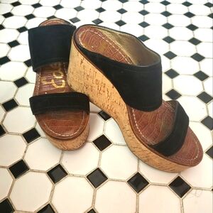 Sam Edelman Suede &  cork wedge platform sz 6.5